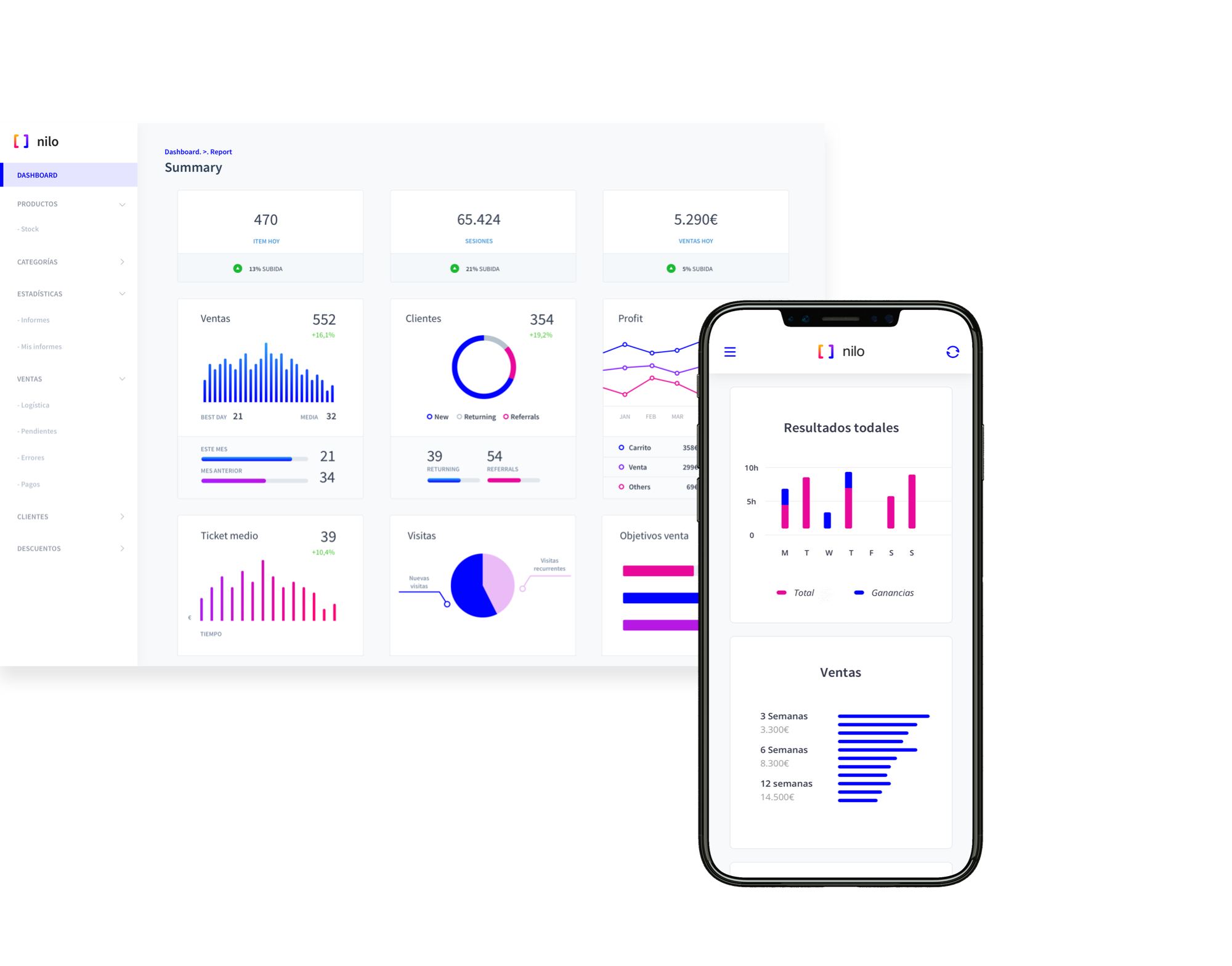 interfaces de móvil y ordenador